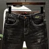 Men's Jeans Trousers With Holes Skinny Tight Pipe Black Broken Man Cowboy Pants Torn Ripped Slim Fit Designer Spring Autumn Xs