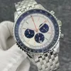 B01 46 mm wysokiej jakości navitimer zegarek chronograf kwarcowy stal zielony tarcza 50. rocznica mężczyzn zegarek ze stali nierdzewnej zegarki męskie