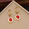 Hänghalsband 316L rostfritt stål rött zirkonhalsband pärla för kvinnor
