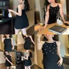 Jupesskorts robe licou noire avec sens supérieur personnalisé diamant style industrie lourde petite robe d'été sans manches livrer otsvf
