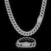 Wholesale Super September 14mm 18 2 Rows Vvs 925 Sterling Silver Hand Setting Moissanite Cuban Link Chain Bracelet
