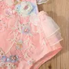 Rompers Citgeesummer Born Baby Girls Bodysuit Söt ruffle Sleeve Floral broderade rygglösa jumpsuitkläder