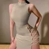 Casual Dresses Women's Sexy Party Dress Club Night Women Black Split Cocktail With High Slit White