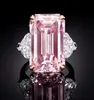 새로운 패션 우아한 실버 다이아몬드 반지 진정한 사랑 핑크 다이아몬드 반지 웨딩 행사 보석 전체 여신 28831314185398