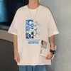 T-shirt z krótkim rękawem 2024 Summer Korean Style modny luźny rozmiar drukowana połowa