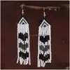 Dangle Chandelier Boucles d'oreilles Frange Tricot à la main Bohême Perles Amour Mti-Storey Mode Nation Alliage Géométrie Maam Perle de Riz Goutte Dhosh