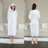 Mulheres sleepwear feminino longo toalha com capuz robe 2024 primavera terry algodão quimono roupão vestido nightwear solto casa wear loungewear