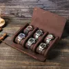 Lederen Horloge Box Organizer voor Mannen Reizen Opbergtas Luxe Horloges Pakket Case Kist voor Horloge Draagbare Retro Display 6 Slo 240122