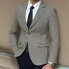 Herenkostuums Blazers Houndstooth geruite blazer voor mannen Eendelig jasje met 2 zijsplitten Slim Fit Casual mannelijke jas Modekleding 2023