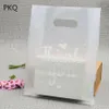 Cadeau cadeau 50pcs translucide merci imprimer sac en plastique faveur bijoux boutique emballage sacs à provisions avec poignée1264q