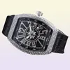 2022 Mens Watch Movement Movement يشاهد Rubber Watchband Shinning Diamond ICD Out Stainless Steel Case Watch for Men Lifestyle Wat9747482