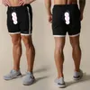 Mäns shorts öppna gren utomhus sex som kör snabbtorkande fitness svart 2 i 1 sport tröjor träning träning joggar byxor