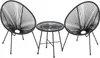 Camp Furniture Table moderne 3 pièces avec plateau en verre Acapulco et 2 chaises pour bistro de conversation intérieur et extérieur