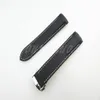 22mm ny svart med vit sömnad dykargummibandband med distributionslås för Omega Watch320f