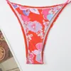 Arxipa sexiga bikinis tvåstycken baddräkt för kvinnor blommor tryck låg midje baddräkt vadderad push up beachwear thong triangel grimma separat