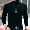 Outono inverno manga longa t gola alta camiseta masculina oversized tshirt undercoat interior lapidação grande ajuste apertado sólido topo 240130