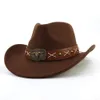 Bullhead bälte fedora hattar kvinnor män rullar brim västerländsk cowboy filt hatt persika hjärta topp hatt utomhus häst ridning sol hatt