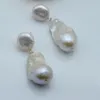 Womens Earrings White Oversized Natural Pearl Design Baroque Pendant Double Beads Vintage 240130