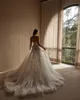 우아한 스파게티 스트랩 웨딩 드레스 3D- 플로럴 아플리케 신부 가운 라인 민소매 신부 드레스 맞춤형 플러스 사이즈