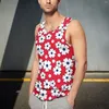 Men's Tank Tops White Ditsy Floral Top Male Retro Flower Sportswear Summer Training Graphic Sleeveless Vests Large Size 4XL 5XL