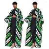 Women's Trench Coats EWSFV 2024 Spring Women Fashion Trend Contrast Color Personalized Printing Green Long Coat