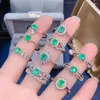 Cluster Rings 925 Silver Colombian Vintage Ring Natural Emerald Engagement med certifikat