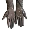 Genouillères Gants en résille élégants ornés de strass scintillants pour votre look