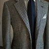 Men's Suits Plaid Wedding Blazer For Men 2024 In Stock Notched Lapel Suit Jacket Houndstooth Pattern Elegant Male Fashion Coat