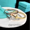 Titanium Steel Bangle Brand Designer Cross t Charm Cuff for Women Jewelry with Box Party Gift QTAO