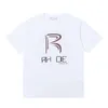 Projektant Luksusowy Rhde Classic Fashion High Street Flag Alphabet Print dla mężczyzn i kobiet Młodzież Lose Crew Szyja Krótkie rękawki T-shirt
