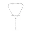 Colares Pingente Clássico Sier Rosário Beads Cadeia Crucifixo Relius Católico Colar de Aço Inoxidável Mulheres Mens 4mm / 6mm / 8mm / 10mm172876 Dhzpj