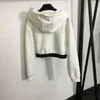 Women's Tracksuits Designer New Sports Set Waist Letter Ribbon Long sleeved Hooded Short Sweater Elastic Waist Strap Casual Pants YGZ2