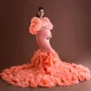 Sjöjungfrun moderskapsmantel fotografering klänning baby shower kvinnor klänningar moderskapsklänningar för babyshower
