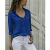 Women's Blouses Solid Color Women Shirts Spring Summer Long Sleeve Turn-down Collar Button Ladies Casual Blouse Streetwear Female Tops