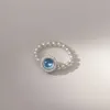 Anillos Swarovskis de diseñador para mujer, anillos originales de calidad, nuevo anillo de perlas azul marino para mujer con elasticidad, regalo de lujo ligero