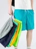 Shorts masculinos respirável secagem rápida praia para homem 2024 verão moda masculina sólida casual fundo solto cordão meia calças roupas