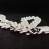 Iced Out D Color Moissanite Cuban Link Chain Hip Hop 925 Solid Silver VVS Diamond Halsband