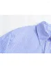 Bluzki damskie Zadata moda swobodna wszechstronna, luźna niebieska pasiastka lapa retro z długim rękawem koszula