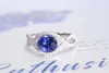 Anéis de cluster SFL2024 Anel de safira Real Pure 18K Sri Lanka Peacock Blue Gemstones 1.39ct Diamantes Pedras Feminino
