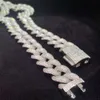 Iced Out D Color Moissanite Cuban Link Chain Hip Hop 925 Solid Silver VVS Diamond Halsband