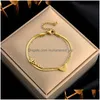 Ketting Dieyuro 316L Roestvrij Staal Fashion Link Bangle Armband Voor Vrouwen Prachtige Gouden Kleur Sieraden Meisje Gift 220808 Drop Leveren