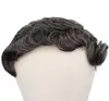 Nyaste 40 grå mänskliga hår Mens Toupee Indian Remy Hair Replacement System 6 Inch Curly Toupee For Men French Lace Hairpiece7701978