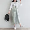 Casual Dresses Women Loose Denim Dress Bleached Ripped Holes Strap Jean Vintage Washed Baggy Cowboy