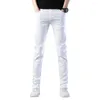 Men's Pants Men Trousers Business Style Slim Fit With Elastic Pockets Breathable Fabric For Comfortable All-day Wear Reinforced