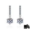 Dangle Earrings Drring Sterling Silver 1Ct 6.5mm Moissanite drop for Women Round Cut Six-Claw Wedding Sparkling Diamond