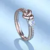 Swarovski ringar designer kvinnor original kvalitet band ringar evig kärlek ord ring ros guld söt mångsidig kristall pekfinger ringälskare gåva