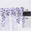 Curtain Drapes Leaf Plants Country Style Purple Gradient Kitchen Curtains Tle Sheer Short Living Room Home Decor Voile Drop Delivery G Ot3Ip