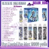 Original UZY Crystal Pro Max 10000 Puff Disposable E Cigarettes 1.2ohm Mesh Coil 16ml Pod Battery Rechargeable Electronic Cigs Puff 10K 0% 2% 3% 5% RBG Light Vape Pen