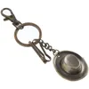 Porte-clés Chapeau Porte-clés Bague Anneaux Vintage En Alliage De Zinc Sac En Métal Pendentif Pour Clés De Voiture Miss Unique