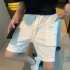 Moda diária jogar em linha reta casual shorts dos homens cor sólida solto todo o jogo 2024 verão elástico desenhado remendo design calças 240219